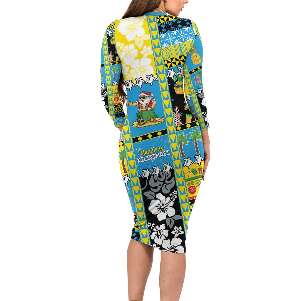 Tuvalu Christmas Family Matching Long Sleeve Bodycon Dress and Hawaiian Shirt Festive Beach Vibes LT05 - Polynesian Pride