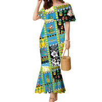 Tuvalu Christmas Family Matching Mermaid Dress and Hawaiian Shirt Festive Beach Vibes LT05 Mom's Dress Blue - Polynesian Pride