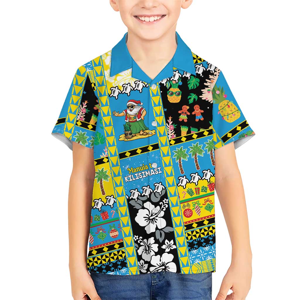Tuvalu Christmas Family Matching Off Shoulder Maxi Dress and Hawaiian Shirt Festive Beach Vibes - Polynesian Pride