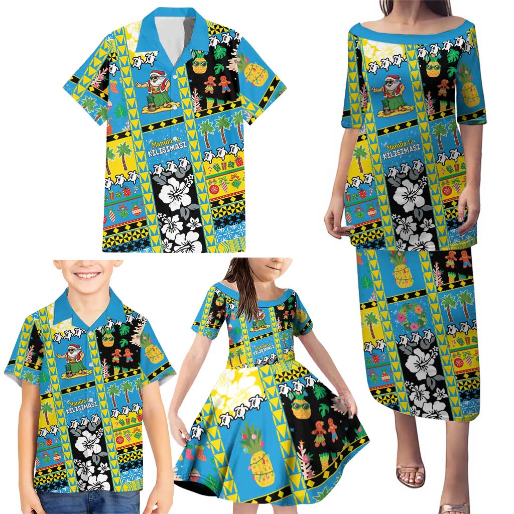 Tuvalu Christmas Family Matching Puletasi and Hawaiian Shirt Festive Beach Vibes - Polynesian Pride