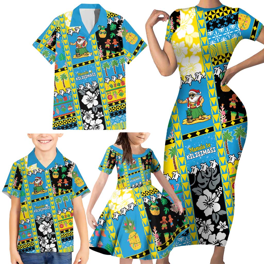Tuvalu Christmas Family Matching Short Sleeve Bodycon Dress and Hawaiian Shirt Festive Beach Vibes LT05 - Polynesian Pride