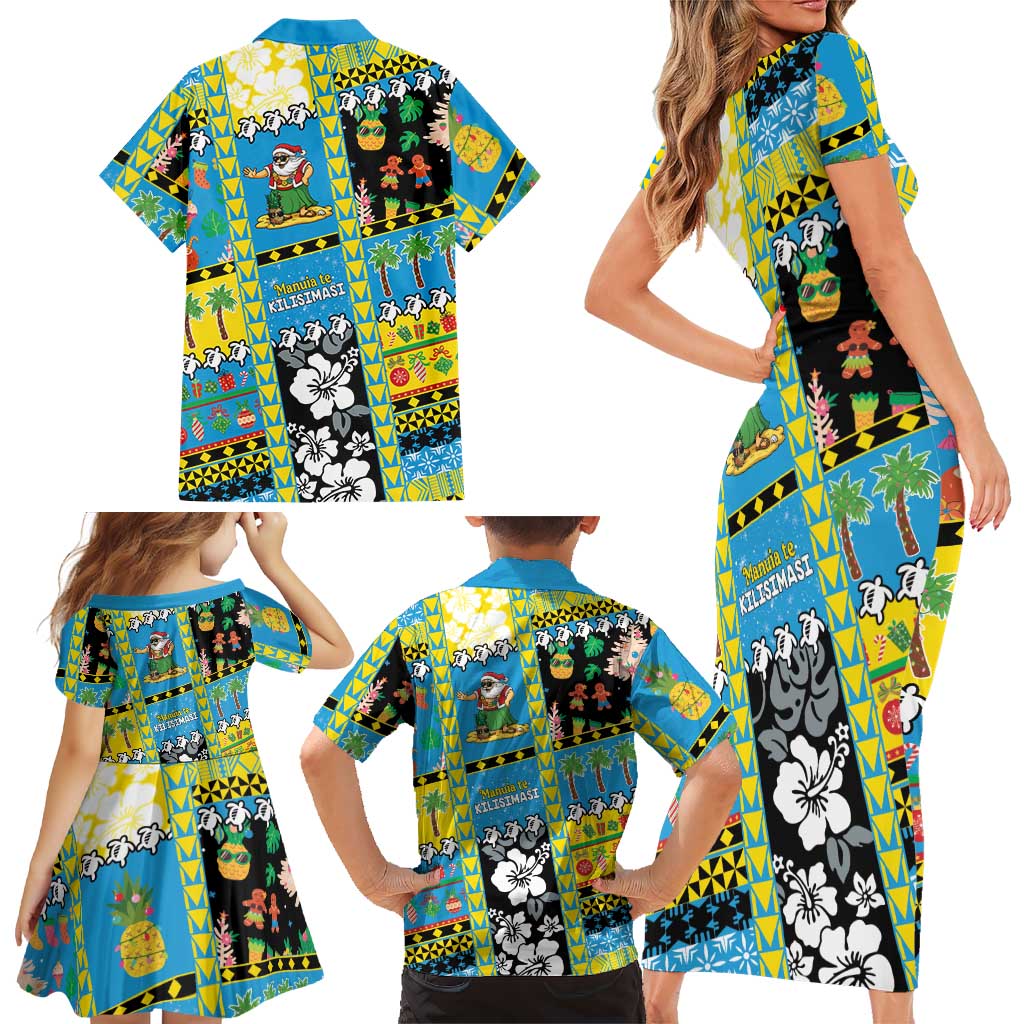 Tuvalu Christmas Family Matching Short Sleeve Bodycon Dress and Hawaiian Shirt Festive Beach Vibes LT05 - Polynesian Pride