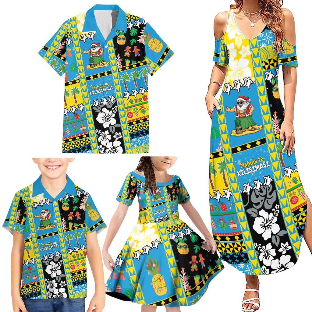Tuvalu Christmas Family Matching Summer Maxi Dress and Hawaiian Shirt Festive Beach Vibes - Polynesian Pride