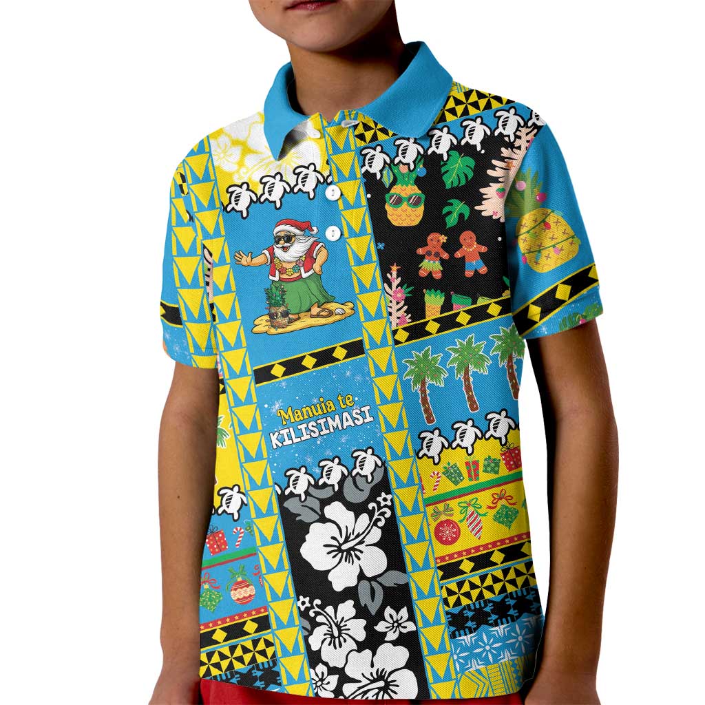 Tuvalu Christmas Kid Polo Shirt Festive Beach Vibes - Polynesian Pride
