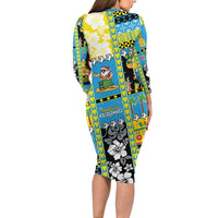 Tuvalu Christmas Long Sleeve Bodycon Dress Festive Beach Vibes - Polynesian Pride