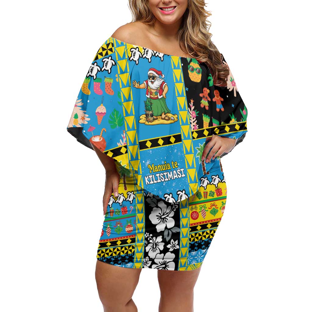 Tuvalu Christmas Off Shoulder Short Dress Festive Beach Vibes - Polynesian Pride