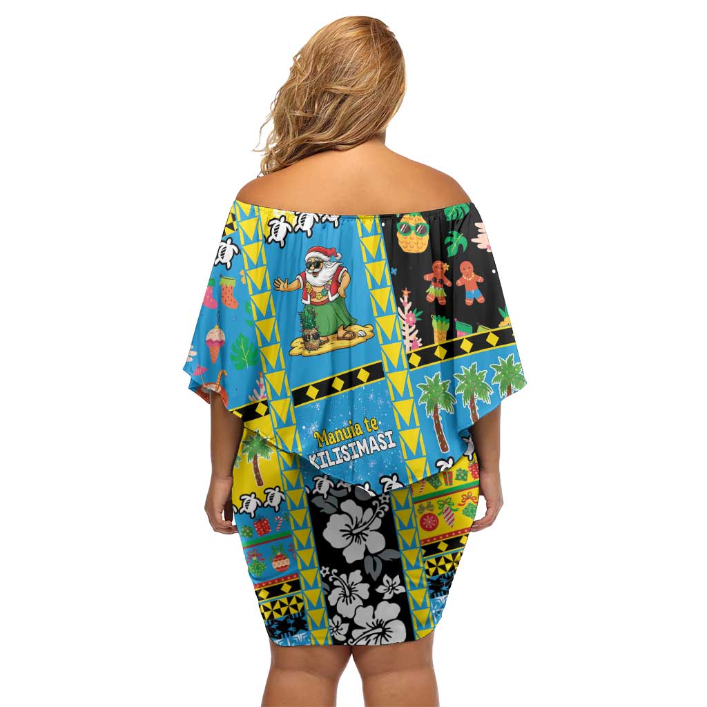 Tuvalu Christmas Off Shoulder Short Dress Festive Beach Vibes - Polynesian Pride