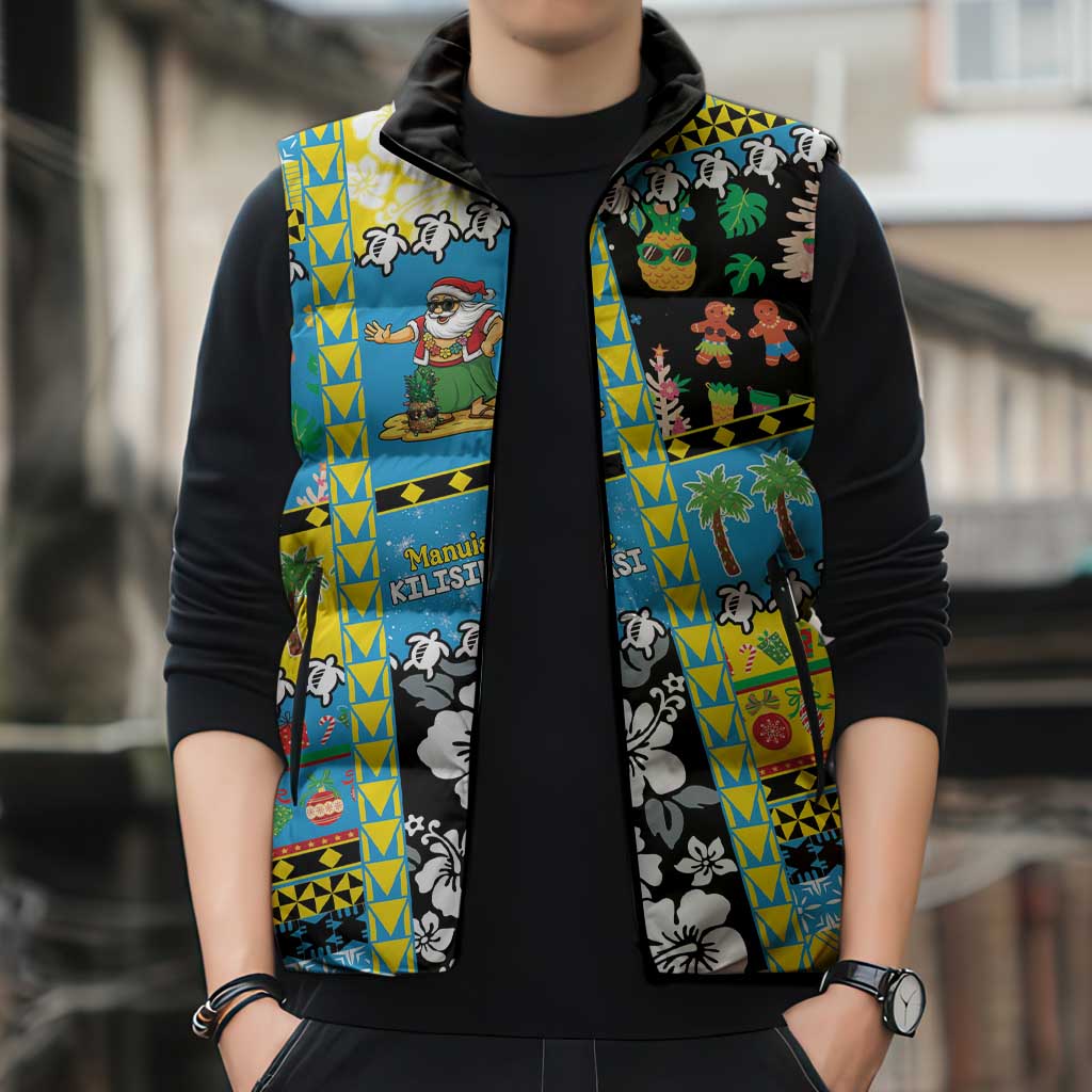 Tuvalu Christmas Sleeveless Puffer Jacket Festive Beach Vibes - Polynesian Pride