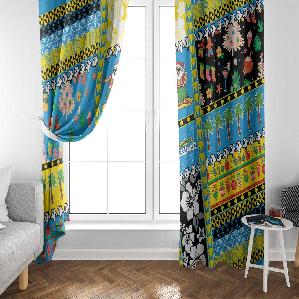 Tuvalu Christmas Window Curtain Festive Beach Vibes - Polynesian Pride