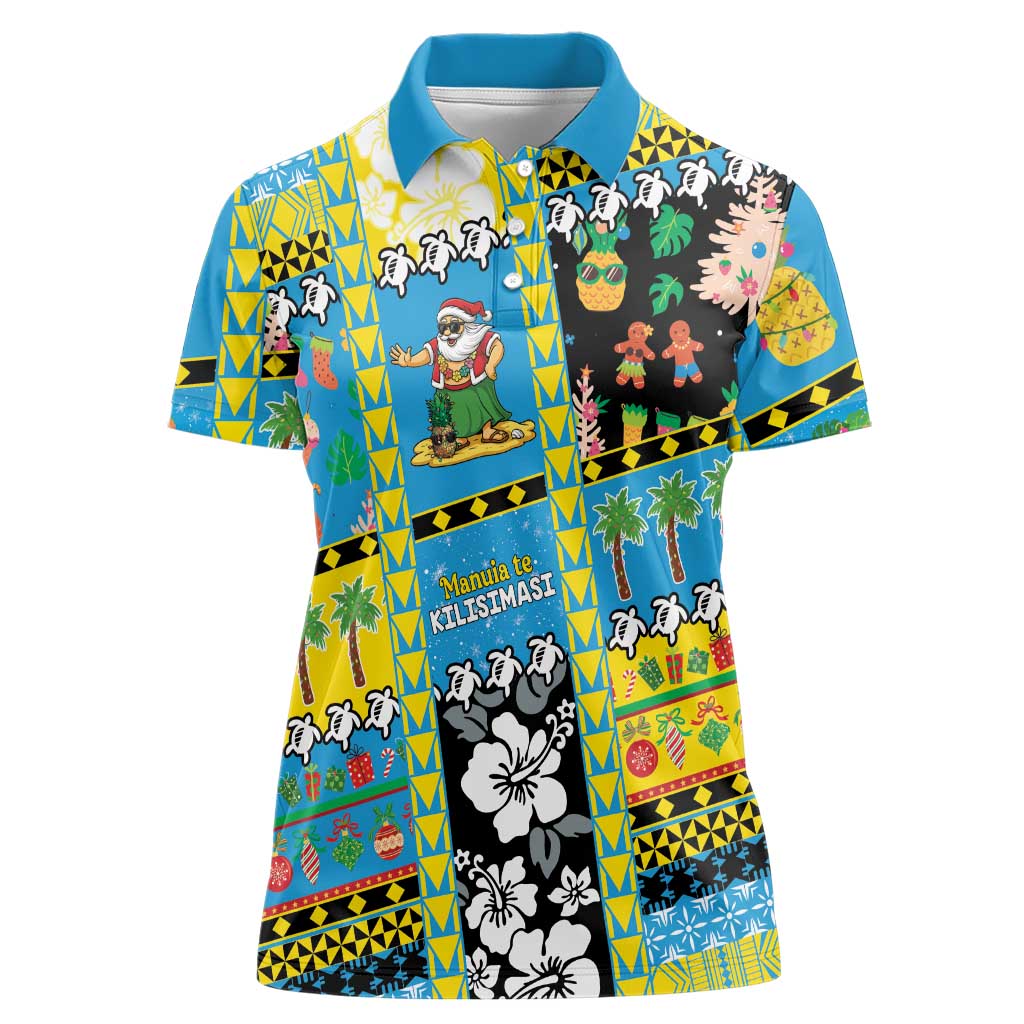 Tuvalu Christmas Women Polo Shirt Festive Beach Vibes - Polynesian Pride