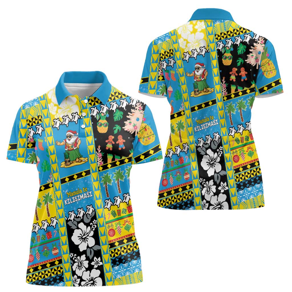 Tuvalu Christmas Women Polo Shirt Festive Beach Vibes - Polynesian Pride