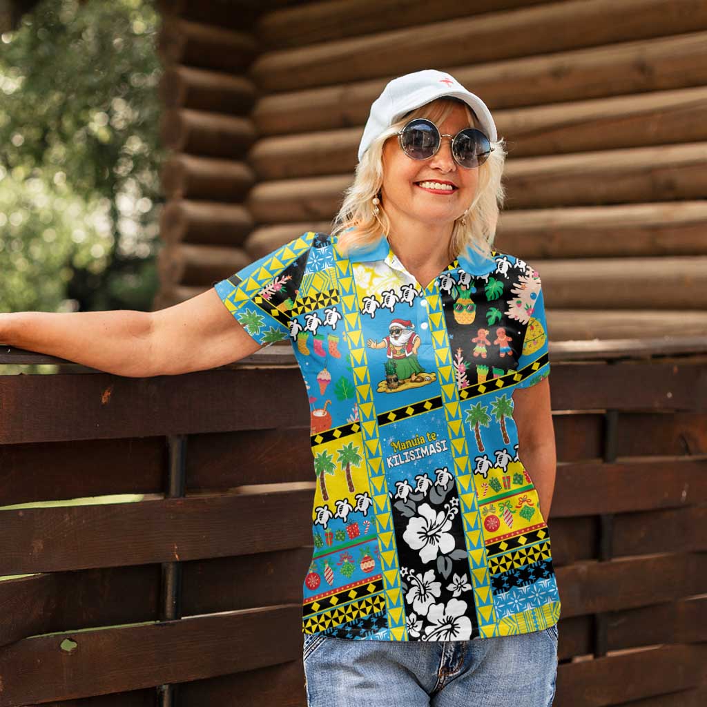Tuvalu Christmas Women Polo Shirt Festive Beach Vibes - Polynesian Pride