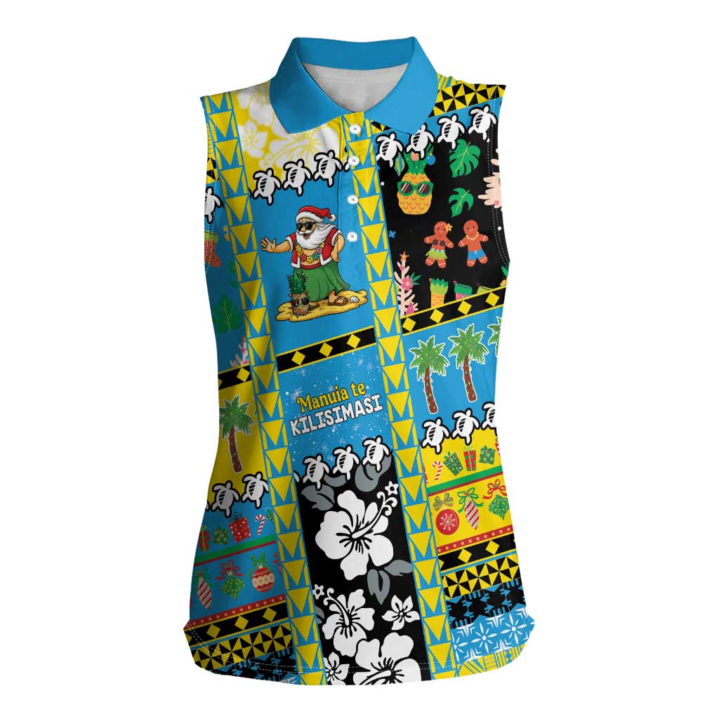 Tuvalu Christmas Women Sleeveless Polo Shirt Festive Beach Vibes - Polynesian Pride