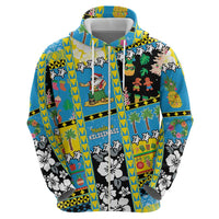 Tuvalu Christmas Zip Hoodie Festive Beach Vibes - Polynesian Pride