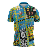 Tuvalu Christmas Zipper Polo Shirt Festive Beach Vibes - Polynesian Pride