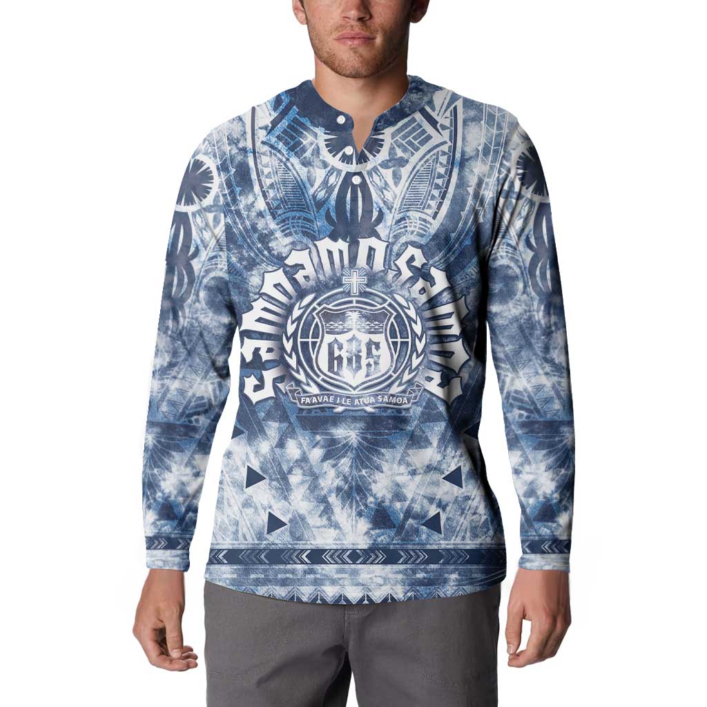 Samoa 685 Button Sweatshirt Polynesian Pattern Tie Dye Style