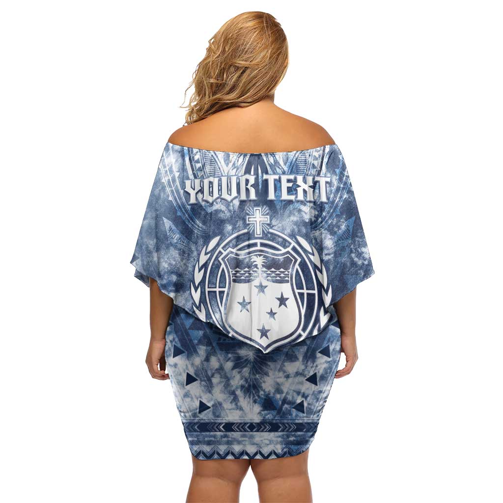 Samoa 685 Off Shoulder Short Dress Polynesian Pattern Tie Dye Style