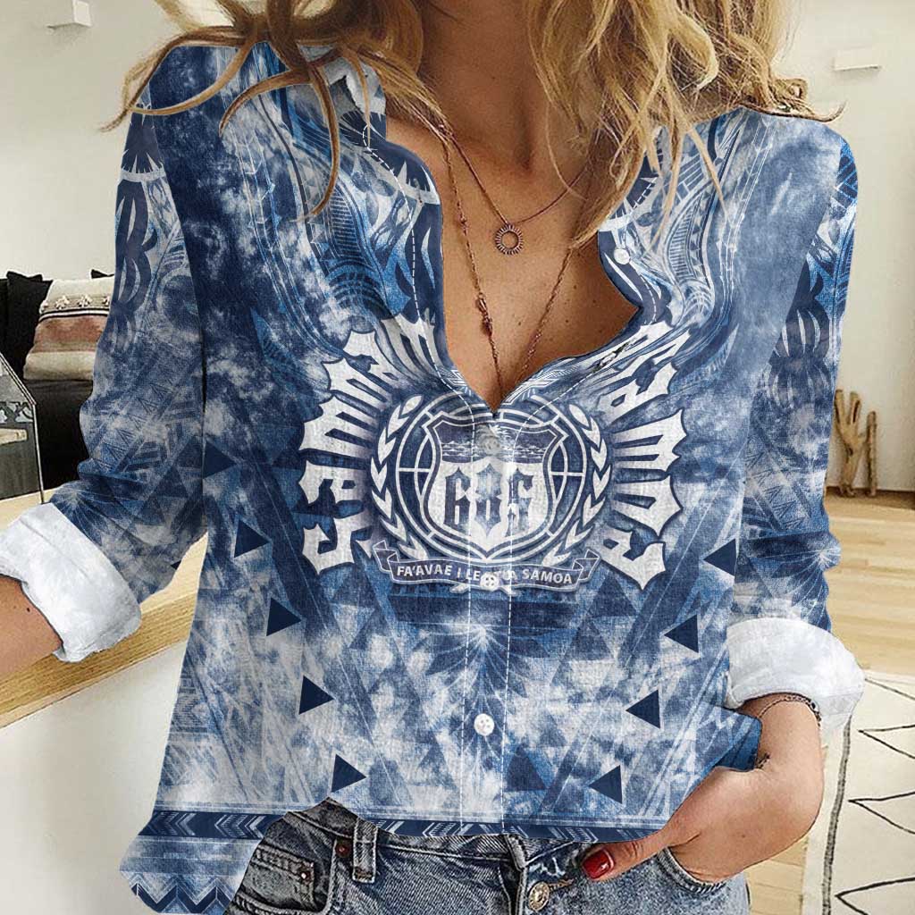 Samoa 685 Women Casual Shirt Polynesian Pattern Tie Dye Style