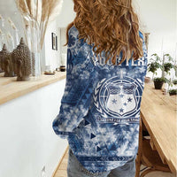 Samoa 685 Women Casual Shirt Polynesian Pattern Tie Dye Style