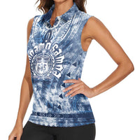 Samoa 685 Women Sleeveless Polo Shirt Polynesian Pattern Tie Dye Style