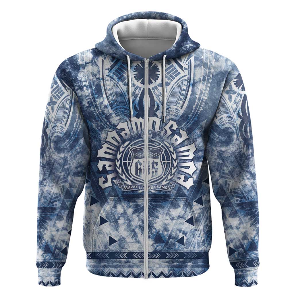 Samoa 685 Zip Hoodie Polynesian Pattern Tie Dye Style