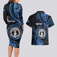 Personalized Northern Mariana Islands Couples Matching Long Sleeve Bodycon Dress and Hawaiian Shirt Ocean Floral Pattern LT05 - Polynesian Pride
