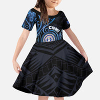 Personalized Northern Mariana Islands Family Matching Off The Shoulder Long Sleeve Dress and Hawaiian Shirt Ocean Floral Pattern