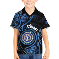 Personalized Northern Mariana Islands Family Matching Off Shoulder Short Dress and Hawaiian Shirt Ocean Floral Pattern LT05 Son's Shirt Black - Polynesian Pride