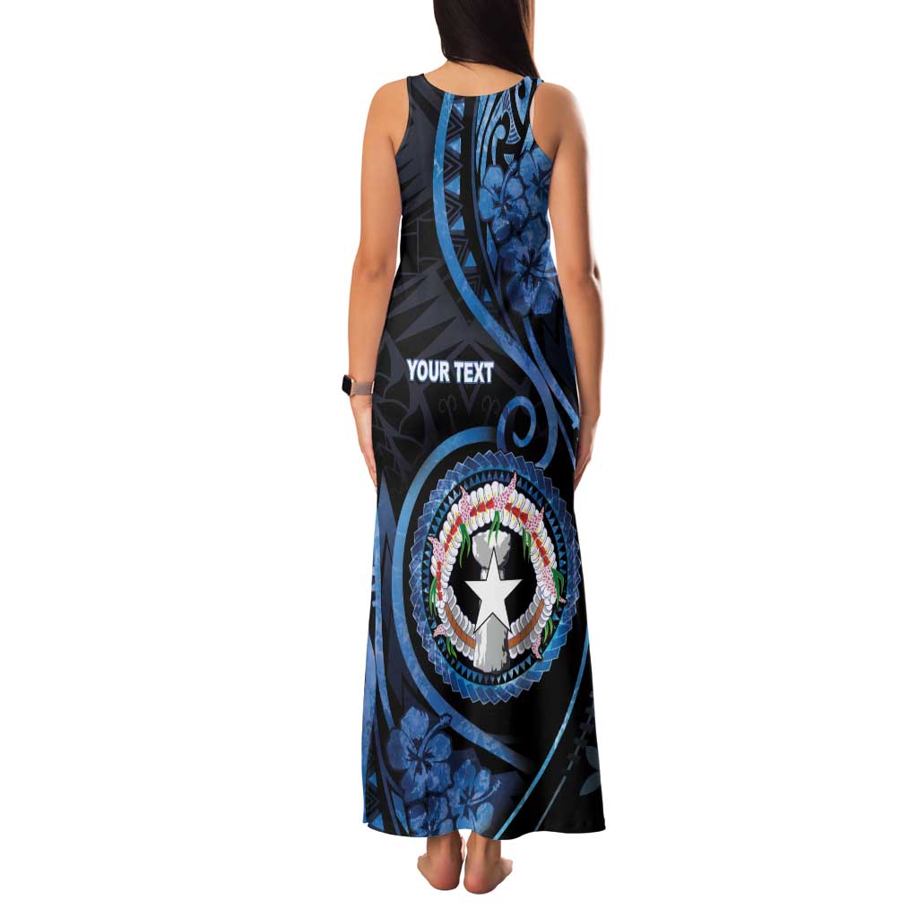 Personalized Northern Mariana Islands Family Matching Tank Maxi Dress and Hawaiian Shirt Ocean Floral Pattern