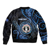 Personalized Northern Mariana Islands Sleeve Zip Bomber Jacket Ocean Floral Pattern