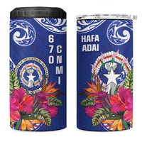 Hafa Adai Northern Mariana Islands 4 in 1 Can Cooler Tumbler Polynesian Tribal Pattern LT05 One Size: 16 oz Blue - Polynesian Pride