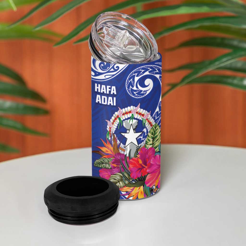 Hafa Adai Northern Mariana Islands 4 in 1 Can Cooler Tumbler Polynesian Tribal Pattern LT05 - Polynesian Pride