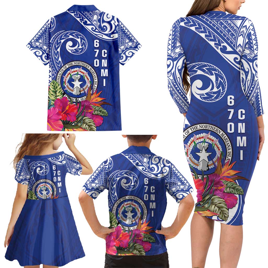 Hafa Adai Northern Mariana Islands Family Matching Long Sleeve Bodycon Dress and Hawaiian Shirt Polynesian Tribal Pattern LT05 - Polynesian Pride