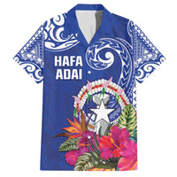 Hafa Adai Northern Mariana Islands Family Matching Long Sleeve Bodycon Dress and Hawaiian Shirt Polynesian Tribal Pattern LT05 Dad's Shirt - Short Sleeve Blue - Polynesian Pride