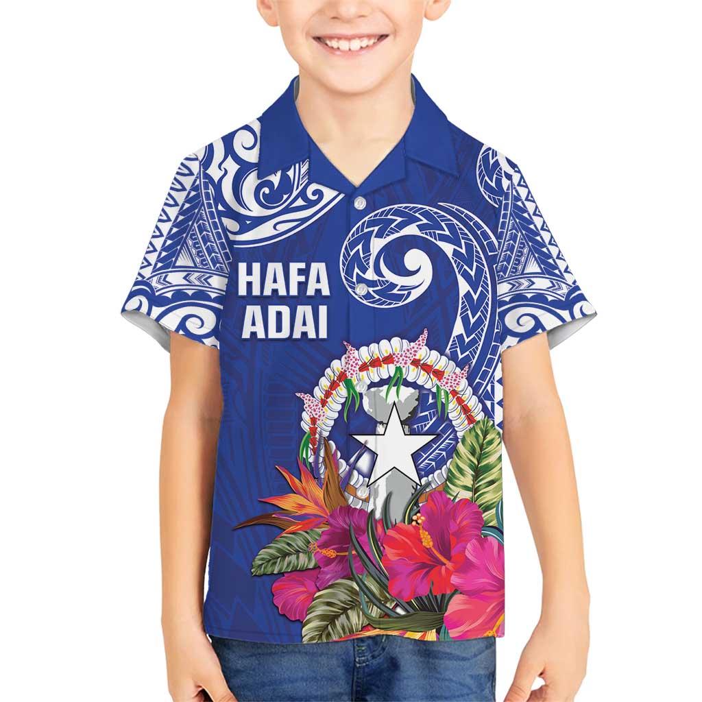 Hafa Adai Northern Mariana Islands Family Matching Long Sleeve Bodycon Dress and Hawaiian Shirt Polynesian Tribal Pattern LT05 Son's Shirt Blue - Polynesian Pride