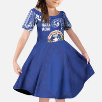 Hafa Adai Northern Mariana Islands Family Matching Off The Shoulder Long Sleeve Dress and Hawaiian Shirt Polynesian Tribal Pattern LT05 Daughter's Dress Blue - Polynesian Pride