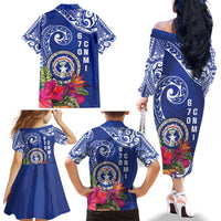 Hafa Adai Northern Mariana Islands Family Matching Off The Shoulder Long Sleeve Dress and Hawaiian Shirt Polynesian Tribal Pattern LT05 - Polynesian Pride
