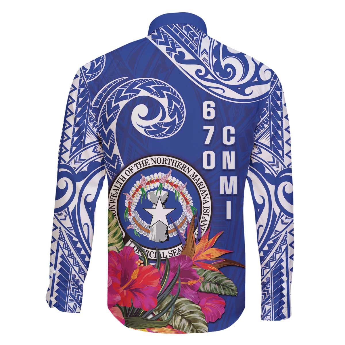 Hafa Adai Northern Mariana Islands Family Matching Off The Shoulder Long Sleeve Dress and Hawaiian Shirt Polynesian Tribal Pattern LT05 - Polynesian Pride