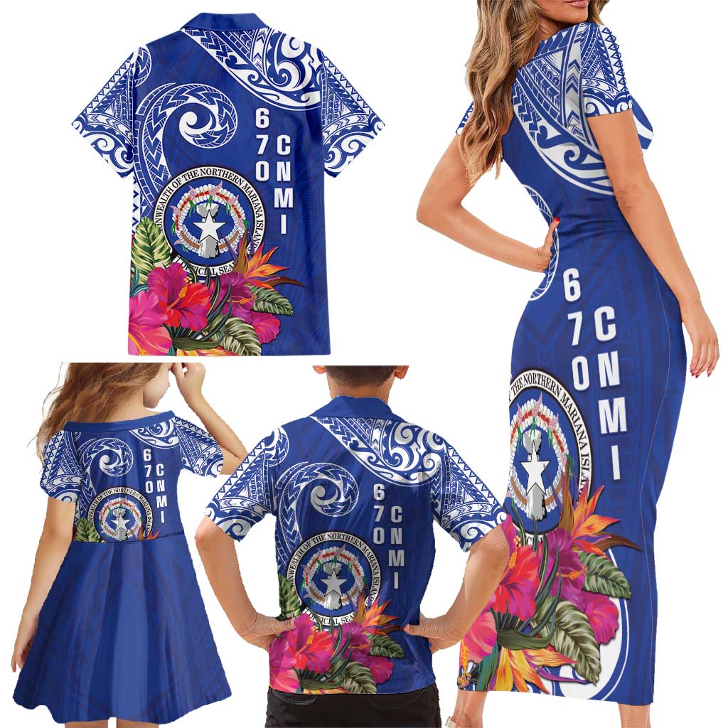 Hafa Adai Northern Mariana Islands Family Matching Short Sleeve Bodycon Dress and Hawaiian Shirt Polynesian Tribal Pattern LT05 - Polynesian Pride