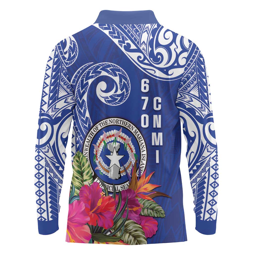 Hafa Adai Northern Mariana Islands Long Sleeve Polo Shirt Polynesian Tribal Pattern LT05 - Polynesian Pride