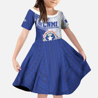 Personalized Northern Mariana Islands Family Matching Long Sleeve Bodycon Dress and Hawaiian Shirt CNMI Seal LT05 Daughter's Dress Blue - Polynesian Pride