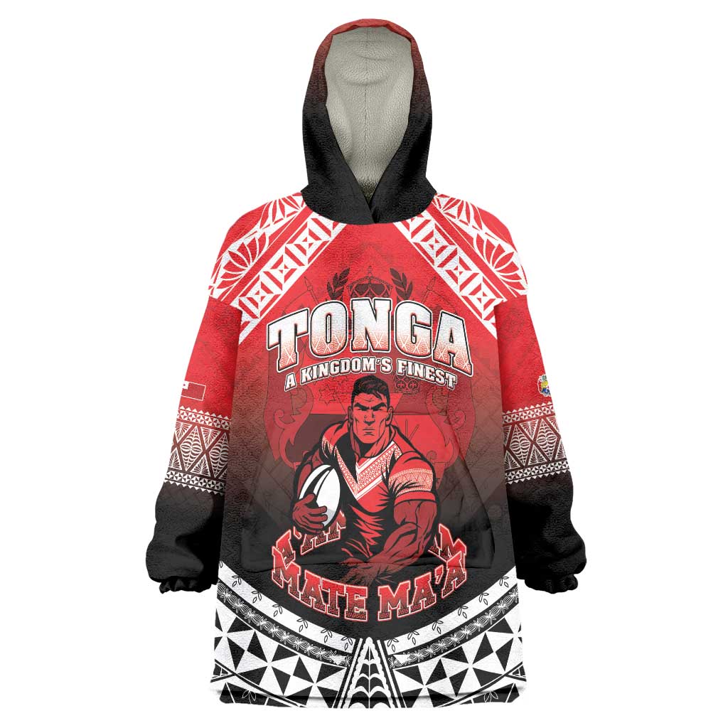 Custom Rugby Tonga MMT Wearable Blanket Hoodie Mana O Tonga LT05 One Size Red - Polynesian Pride