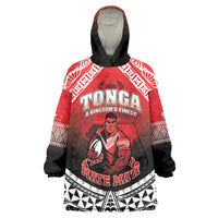 Custom Rugby Tonga MMT Wearable Blanket Hoodie Mana O Tonga LT05 One Size Red - Polynesian Pride