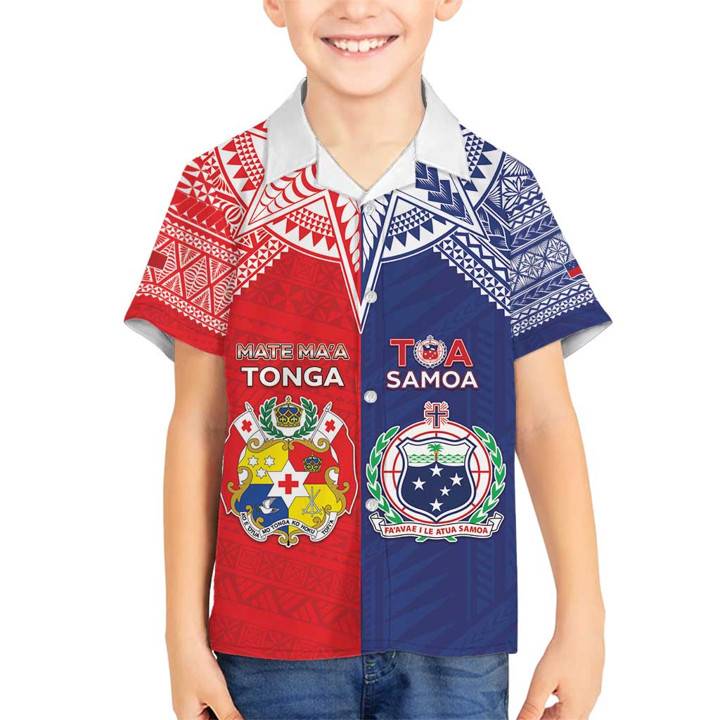 Custom Rugby Samoa And Tonga Family Matching Long Sleeve Bodycon Dress and Hawaiian Shirt Toa Samoa With Mate Maa - Polynesian Pride