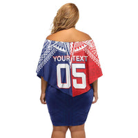 Custom Rugby Samoa And Tonga Family Matching Off Shoulder Short Dress and Hawaiian Shirt Toa Samoa With Mate Maa - Polynesian Pride
