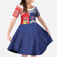 Custom Rugby Samoa And Tonga Family Matching Short Sleeve Bodycon Dress and Hawaiian Shirt Toa Samoa With Mate Maa - Polynesian Pride