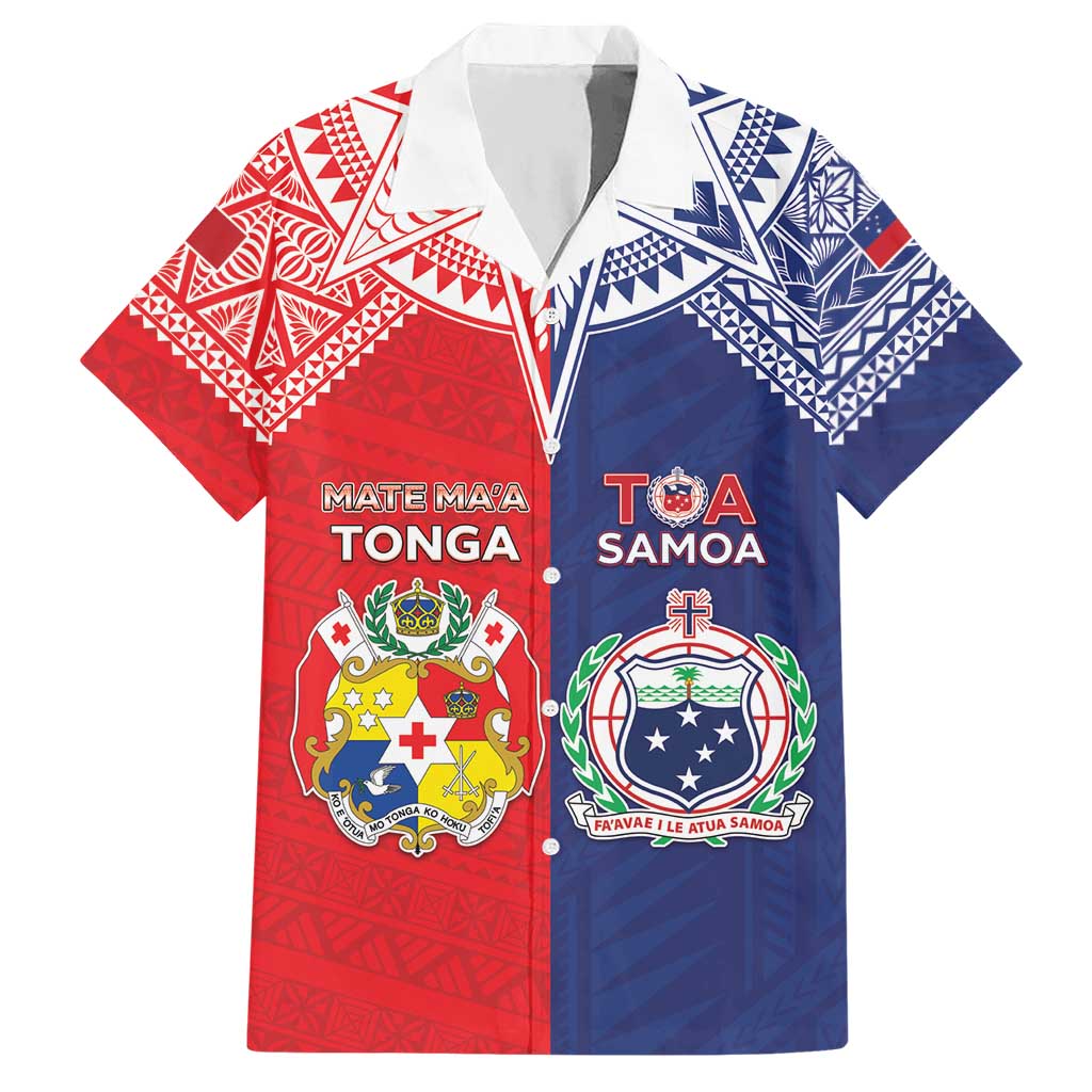 Custom Rugby Samoa And Tonga Hawaiian Shirt Toa Samoa With Mate Maa - Polynesian Pride