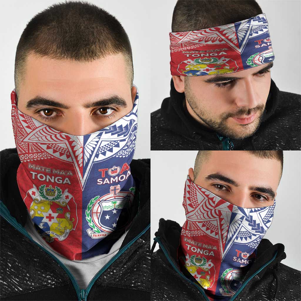 Rugby Samoa And Tonga Neck Gaiter Toa Samoa With Mate Maa - Polynesian Pride