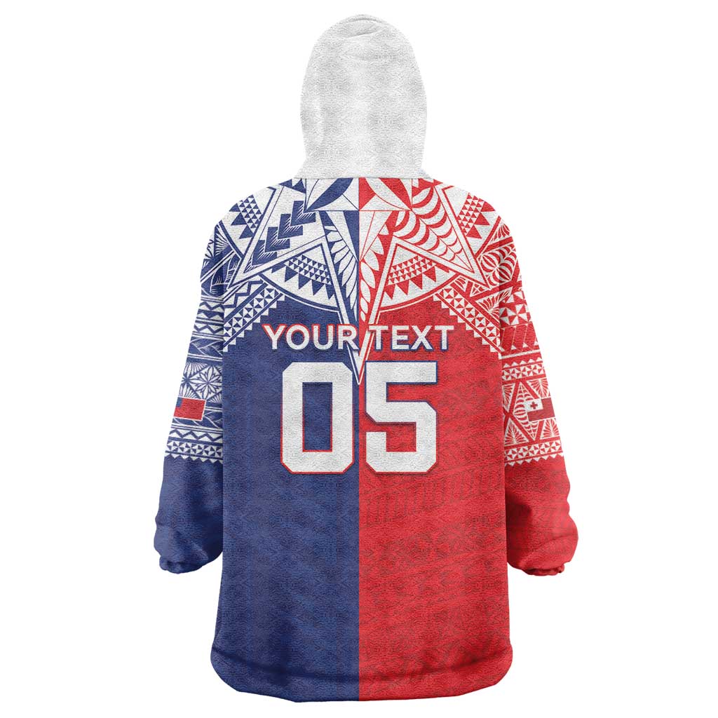 Custom Rugby Samoa And Tonga Wearable Blanket Hoodie Toa Samoa With Mate Maa LT05 - Polynesian Pride