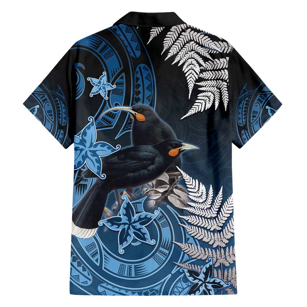 New Zealand Huia Bird Family Matching Long Sleeve Bodycon Dress and Hawaiian Shirt Aotearoa Maori Pattern LT05 - Polynesian Pride